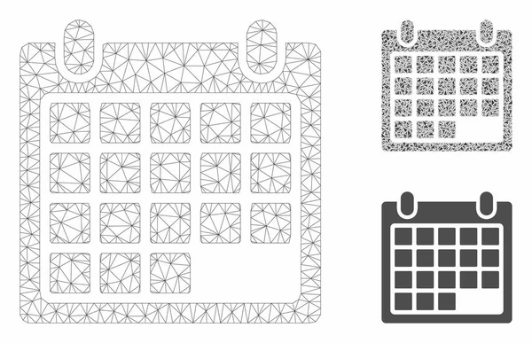 Προγραμματισμός ημερολογίου πλέγμα διανυσματικό πλέγμα 2D μοντέλο και τρίγωνο μωσαϊκό εικονίδιο — Διανυσματικό Αρχείο