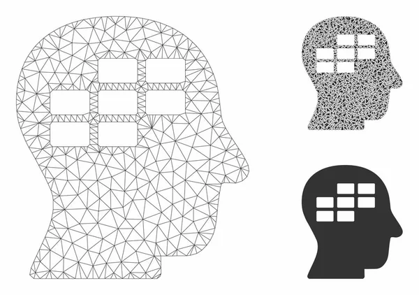 Programar el pensamiento Vector Mesh Network Modelo y Triángulo Mosaico Icono — Vector de stock