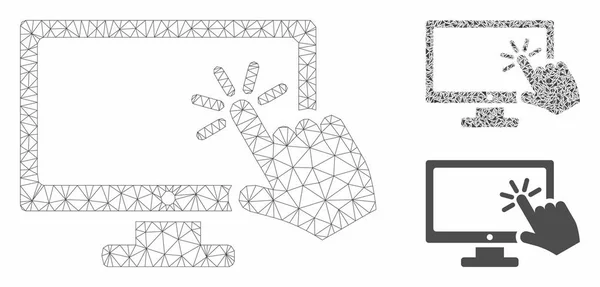 Modelo de red de malla vectorial y icono de mosaico de triángulo — Archivo Imágenes Vectoriales
