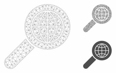 Arama Küre Yer Vektör Mesh 2d Model ve Üçgen Mozaik Simgesi