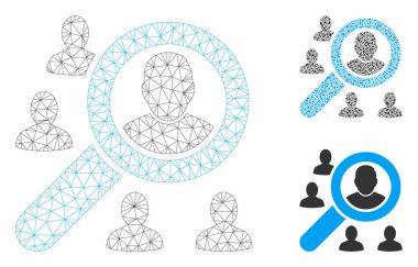 Arama Kullanıcıları Vektör Örgü 2d Model ve Üçgen Mozaik Simgesi