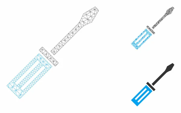 Model Bingkai Kabel Vektor Mesh dan Ikon Mosaik Segitiga - Stok Vektor