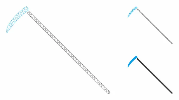 Modello e icona a mosaico a triangolo in rete vettoriale falce 2D — Vettoriale Stock