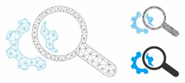 Seo Tools Vektör Örgü Ağ Modeli ve Üçgen Mozaik Simgesi