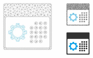 Hizmet Takvimi Vektör Örgü Karkas Modeli ve Üçgen Mozaik Simgesi