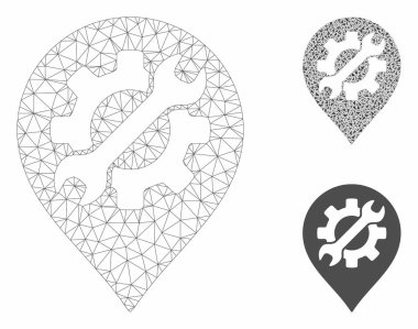 Servis Aracı İşaretleyici Vektör Örgü 2d Model ve Üçgen Mozaik Simgesi