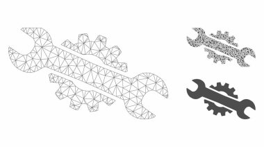 Servis Anahtarı Vektör Örgü Karkas Modeli ve Üçgen Mozaik Simgesi