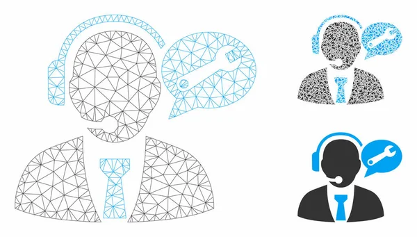 Servis Yöneticisi İleti Vektör Örgü Ağ Modeli ve Üçgen Mozaik Simgesi