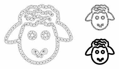 Koyun Başı Vektör Örgü Ağ Modeli ve Üçgen Mozaik Simgesi