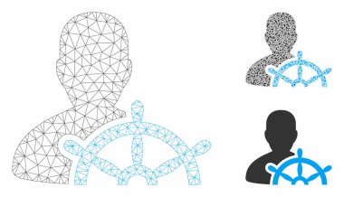 Gemi Kaptanı Vektör Örgü Karkas Modeli ve Üçgen Mozaik Simgesi