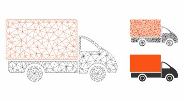 Sevkiyat Araç Vektör Örgü Ağ Modeli ve Üçgen Mozaik Simgesi