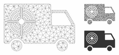 Çekim Galerisi Kamyon Vektör Örgü Ağ Modeli ve Üçgen Mozaik Simgesi