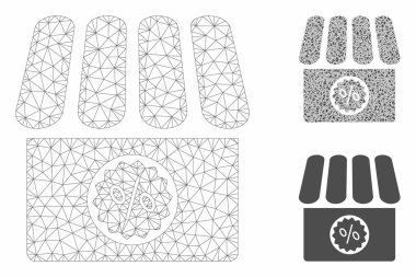 Mağaza Satış Vektör Örgü Ağ Modeli ve Üçgen Mozaik Simgesi