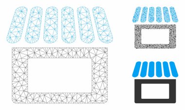Mağaza vektör Mesh tel çerçeve modeli ve üçgen mozaik simge