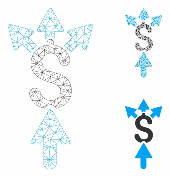 Compartilhar Modelo de rede de malha de vetor de pagamento e ícone de mosaico de triângulo —  Vetores de Stock
