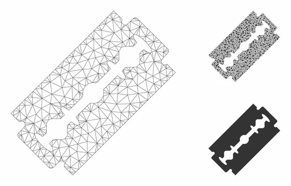 Modèle 2D de maille vectorielle de lame de rasoir et icône de mosaïque de triangle — Image vectorielle