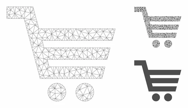 Carrello della spesa Maglia vettoriale Icona mosaico modello e triangolo 2D — Vettoriale Stock