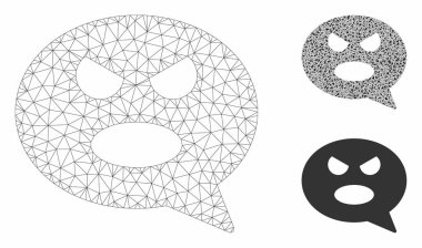 Shout Smiley Mesaj Vektör Mesh 2d Model ve Üçgen Mozaik Simgesi