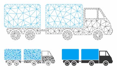 Römork Vektör Örgü 2d Model ve Üçgen Mozaik Simgesi
