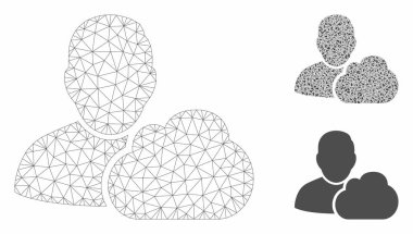 Kullanıcı bulut vektör Mesh tel çerçeve modeli ve üçgen mozaik simge