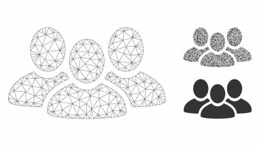 Kullanıcı Grubu Vektör Örgü 2d Model ve Üçgen Mozaik Simgesi
