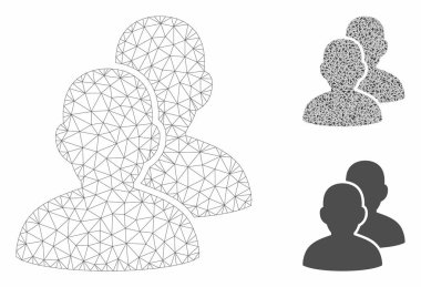 Kullanıcılar Vektör Örgü Tel Çerçeve Modeli ve Üçgen Mozaik Simgesi