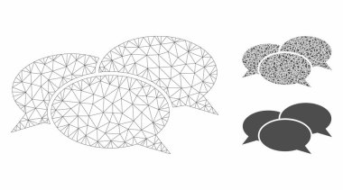 Webinar Vektör Örgü Karkas Modeli ve Üçgen Mozaik Simgesi