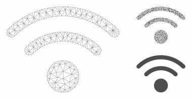 Wi-Fi Vektör Örgü 2d Model ve Üçgen Mozaik Simgesi