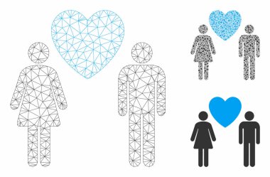 Love Persons Vektör Örgü Karkas Modeli ve Üçgen Mozaik Simgesi