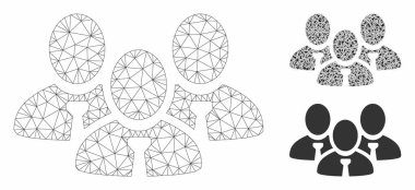 Yönetici Grubu Vektör Örgü Karkas Modeli ve Üçgen Mozaik Simgesi