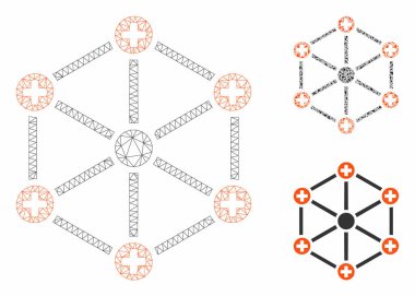 Tıbbi Ağ Vektör Örgü Ağ Modeli ve Üçgen Mozaik Simgesi