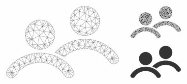 Men Vektör Örgü 2d Model ve Üçgen Mozaik Simgesi