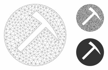 Madencilik Çekiç Vektör Örgü 2d Model ve Üçgen Mozaik Simgesi