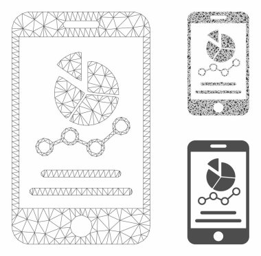 Mobil grafikler vektör mesh ağ modeli ve üçgen mozaik simge