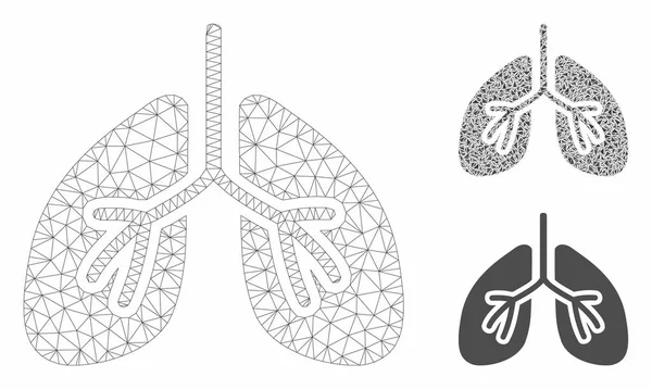 Longen vector mesh 2D model en driehoek mozaïek pictogram — Stockvector