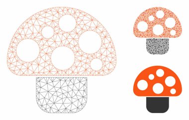 Mantar Vektör Örgü 2d Model ve Üçgen Mozaik Simgesi