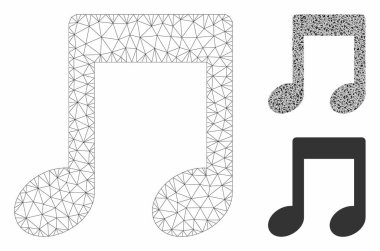 Müzik Notları Vektör Örgü Ağ Modeli ve Üçgen Mozaik Simgesi