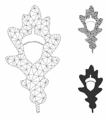 Meşe palamut vektör mesh ağ modeli ve üçgen mozaik simge