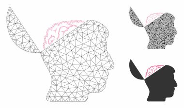 Açık Zihin Vektör Örgü Karkas Modeli ve Üçgen Mozaik Simgesi