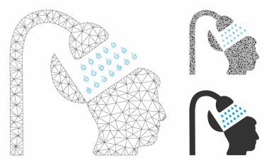 Açık Zihin duş vektör örgü 2d Model ve Üçgen Mozaik Simgesi