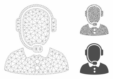 Operatör vektör Mesh karkas modeli ve üçgen mozaik simgesi