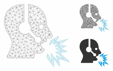 Operatör Shout Vektör Örgü 2d Model ve Üçgen Mozaik Simgesi