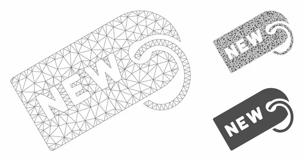 Nuevo modelo de red de malla vectorial de etiqueta y icono de mosaico de triángulo — Archivo Imágenes Vectoriales