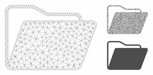 Open Folder Vector Mesh Network Model and Triangle Mosaic Icon