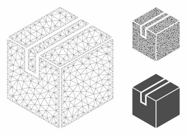 Paket Vektör Örgü Tel Çerçeve Modeli ve Üçgen Mozaik Simgesi