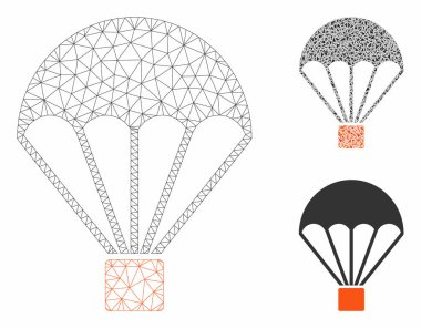 Paraşüt Vektör Örgü Karkas Modeli ve Üçgen Mozaik Simgesi