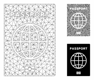Passport vector Mesh 2D model ve üçgen mozaik simgesi
