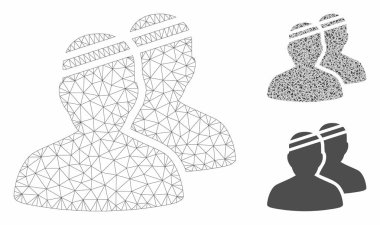 Hastalar Vektör Örgü Tel Çerçeve Modeli ve Üçgen Mozaik Simgesi