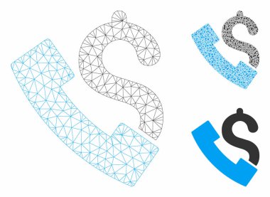 Ankesörlü Telefon Vektör Örgü 2d Model ve Üçgen Mozaik Simgesi