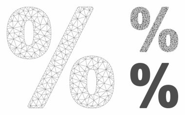 Yüzde Vektör Örgü Ağ Modeli ve Üçgen Mozaik Simgesi